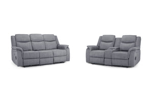 Orvex Recliner Sofa Grey Fabric 3+2 Set