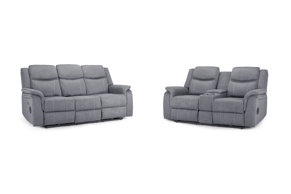 Orvex Recliner Sofa Grey Fabric 3+2 Set
