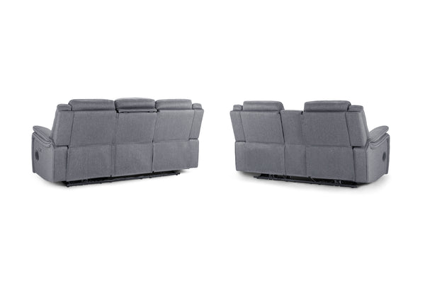 Orvex Recliner Sofa Grey Fabric 3+2 Set