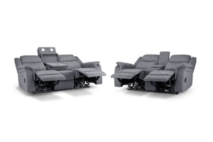 Orvex Recliner Sofa Grey Fabric 3+2 Set