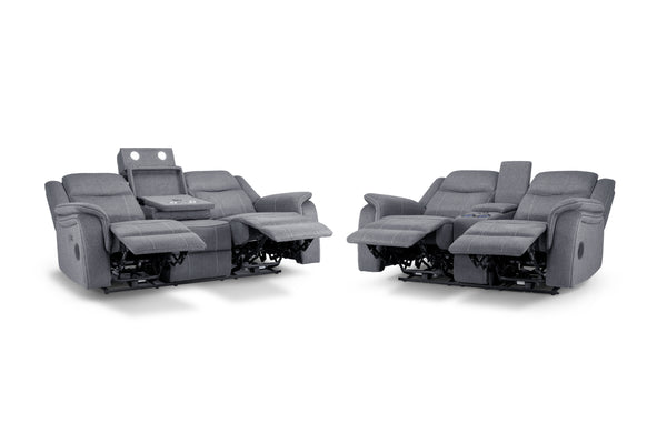 Orvex Recliner Sofa Grey Fabric 3+2 Set