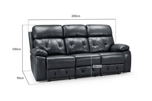 Rivano Recliner Sofa Black 3 Seater