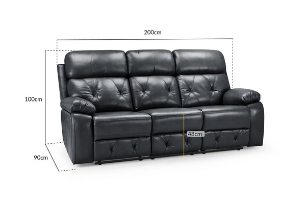 Rivano Recliner Sofa Black 3 Seater