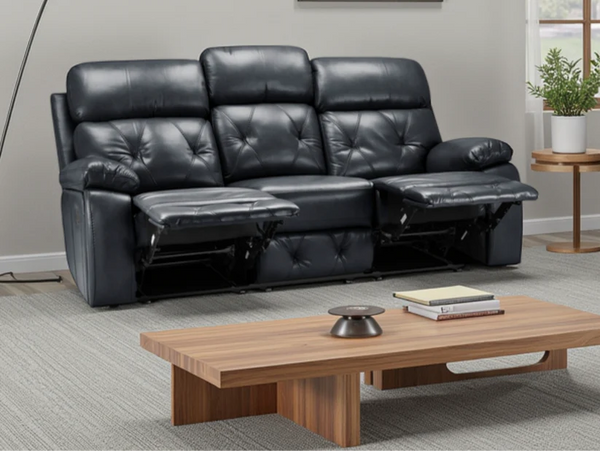 Rivano Recliner Sofa Black 3 Seater