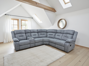 Rosvyn Recliner Sofa Grey Fabric Large Corner