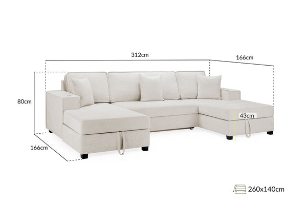 Rovaro Sofabed Beige Universal Corner