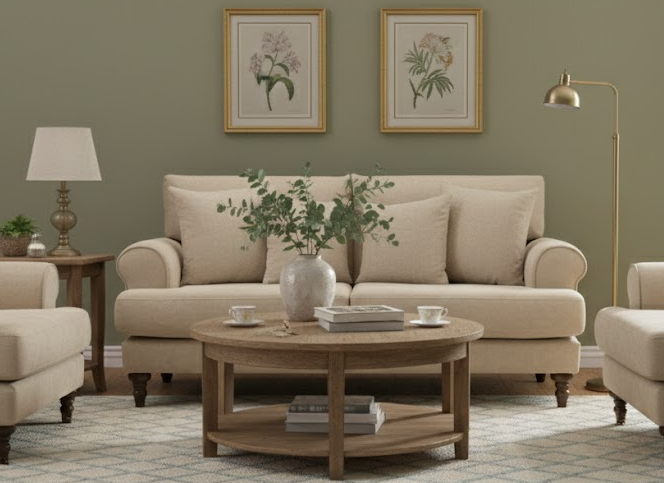 Solvane Sofa Beige 3 Seater