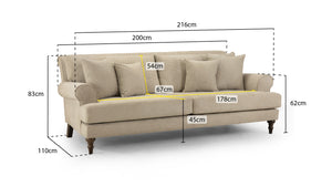 Solvane Sofa Beige 4 Seater
