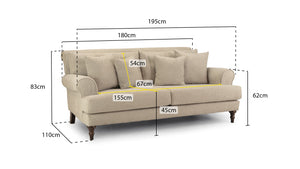 Solvane Sofa Beige 3 Seater
