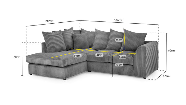Trevano Sofa Grey Left Hand Facing Corner