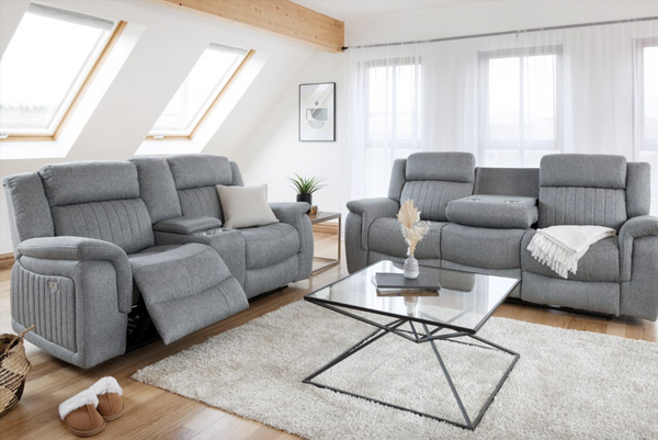 Velmorra Recliner Sofa Grey 3+2 Set