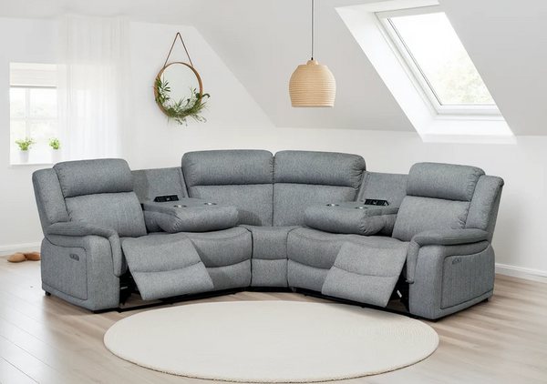 Velmorra Recliner Sofa Grey Large Corner