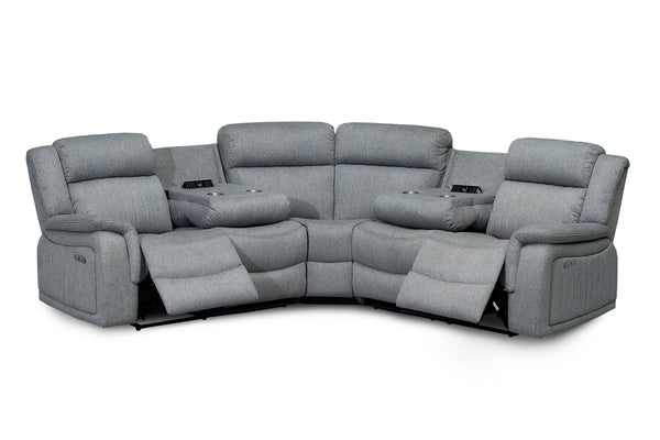 Velmorra Recliner Sofa Grey Large Corner