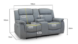 Velmorra Recliner Sofa Grey 2 Seater