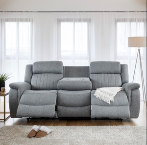 Velmorra Recliner Sofa Grey 3 Seater
