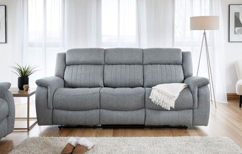 Velmorra Recliner Sofa Grey 3 Seater
